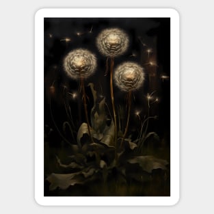 glowing dandelions - gothic oil painting Sticker